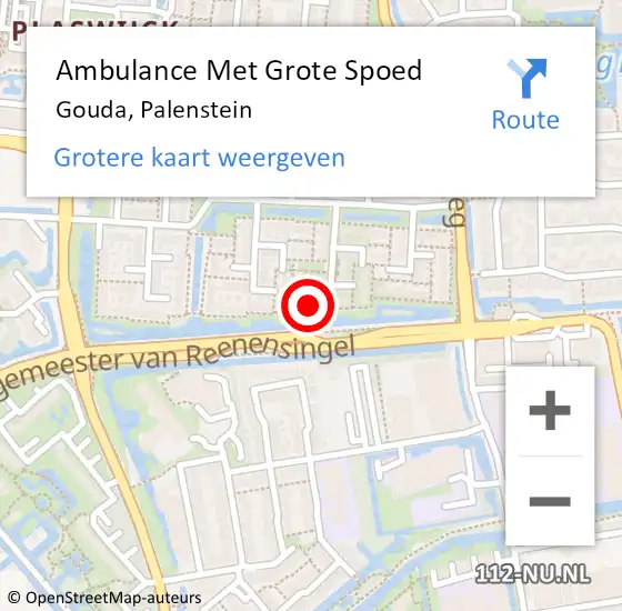 Locatie op kaart van de 112 melding: Ambulance Met Grote Spoed Naar Gouda, Palenstein op 20 april 2017 22:13