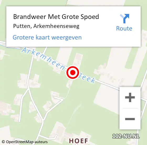 Locatie op kaart van de 112 melding: Brandweer Met Grote Spoed Naar Putten, Arkemheenseweg op 20 april 2017 22:30