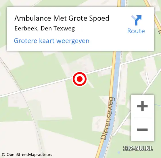 Locatie op kaart van de 112 melding: Ambulance Met Grote Spoed Naar Eerbeek, Den Texweg op 21 april 2017 00:26