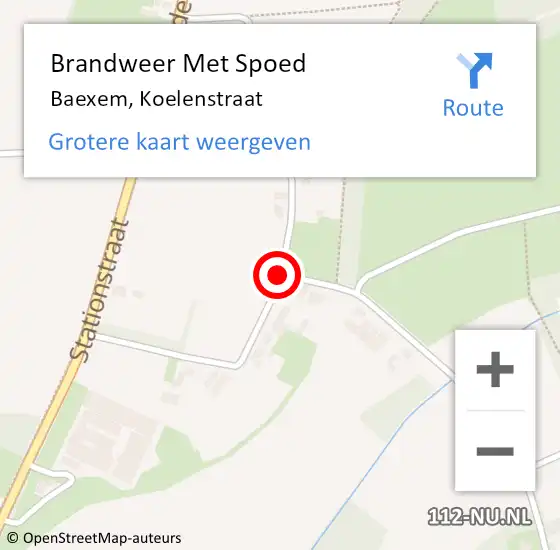 Locatie op kaart van de 112 melding: Brandweer Met Spoed Naar Baexem, Koelenstraat op 21 april 2017 02:40