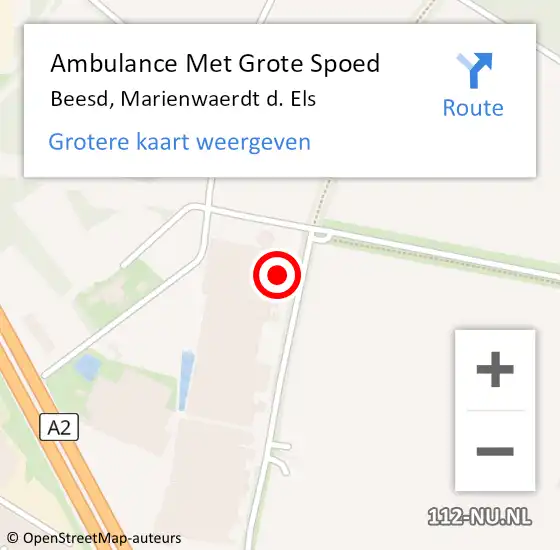 Locatie op kaart van de 112 melding: Ambulance Met Grote Spoed Naar Beesd, Marienwaerdt d. Els op 21 april 2017 02:52