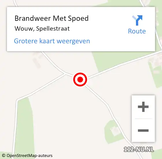 Locatie op kaart van de 112 melding: Brandweer Met Spoed Naar Wouw, Spellestraat op 21 april 2017 04:04