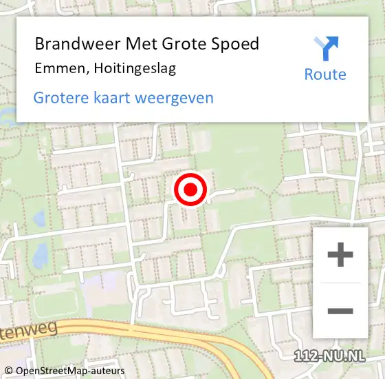 Locatie op kaart van de 112 melding: Brandweer Met Grote Spoed Naar Emmen, Hoitingeslag op 21 april 2017 05:39