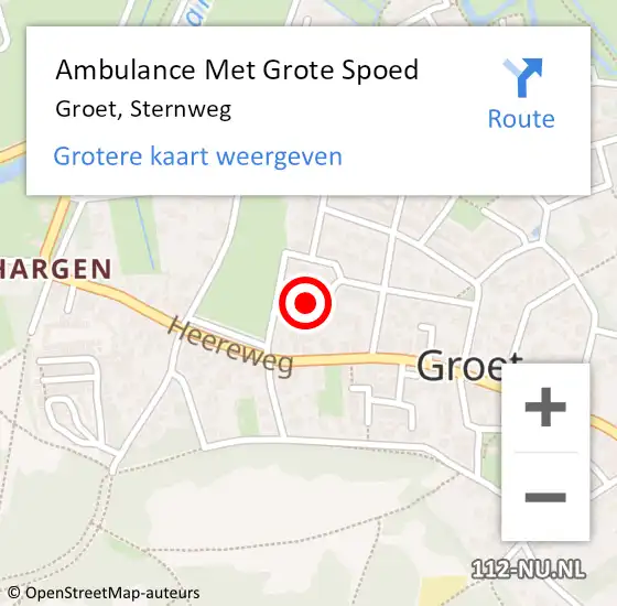 Locatie op kaart van de 112 melding: Ambulance Met Grote Spoed Naar Groet, Sternweg op 21 april 2017 05:59