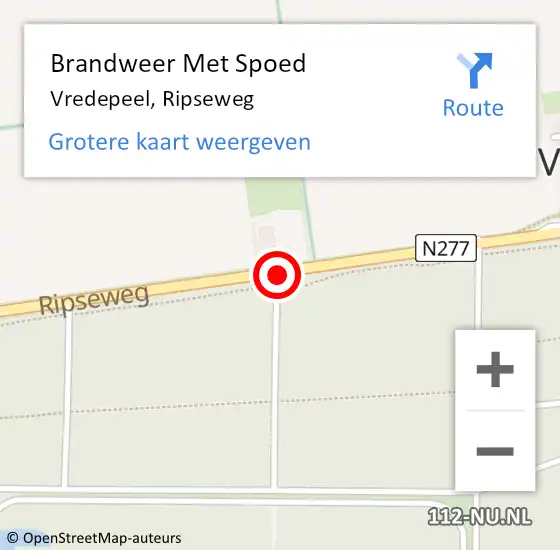 Locatie op kaart van de 112 melding: Brandweer Met Spoed Naar Vredepeel, Ripseweg op 21 april 2017 07:20