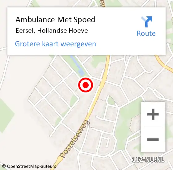 Locatie op kaart van de 112 melding: Ambulance Met Spoed Naar Eersel, Hollandse Hoeve op 21 april 2017 07:48