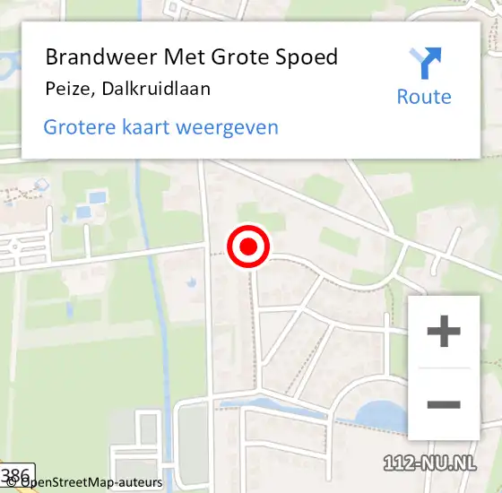 Locatie op kaart van de 112 melding: Brandweer Met Grote Spoed Naar Peize, Dalkruidlaan op 17 januari 2014 19:01