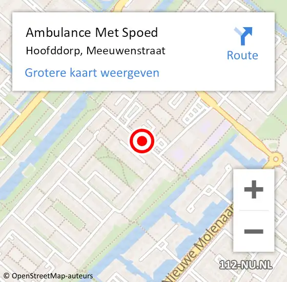 Locatie op kaart van de 112 melding: Ambulance Met Spoed Naar Hoofddorp, Meeuwenstraat op 21 april 2017 08:01