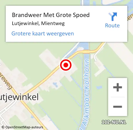 Locatie op kaart van de 112 melding: Brandweer Met Grote Spoed Naar Lutjewinkel, Mientweg op 21 april 2017 08:15