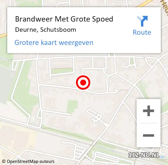 Locatie op kaart van de 112 melding: Brandweer Met Grote Spoed Naar Deurne, Schutsboom op 21 april 2017 08:43