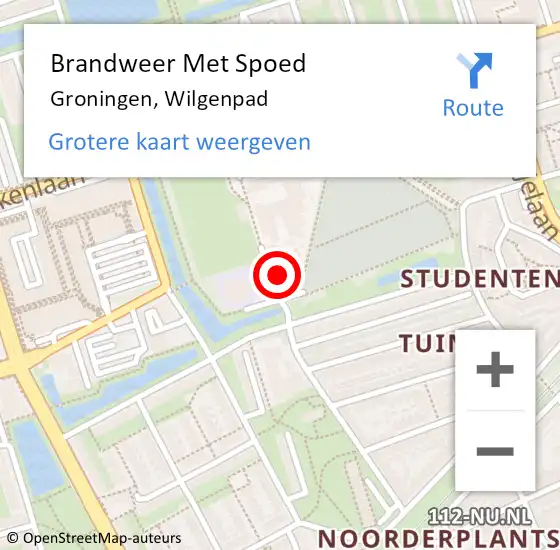 Locatie op kaart van de 112 melding: Brandweer Met Spoed Naar Groningen, Wilgenpad op 21 april 2017 08:53