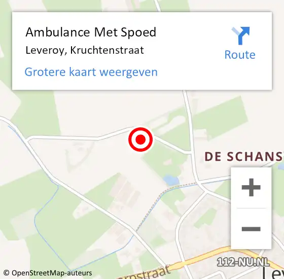 Locatie op kaart van de 112 melding: Ambulance Met Spoed Naar Leveroy, Kruchtenstraat op 17 januari 2014 19:12