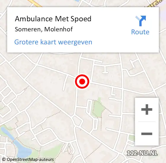 Locatie op kaart van de 112 melding: Ambulance Met Spoed Naar Someren, Molenhof op 21 april 2017 10:17