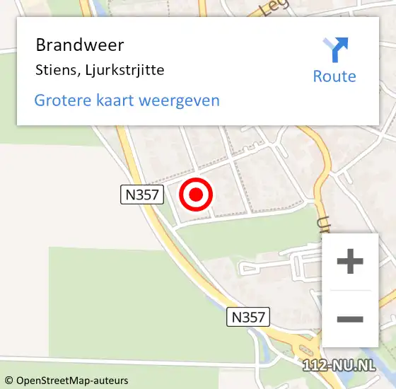 Locatie op kaart van de 112 melding: Brandweer Stiens, Ljurkstrjitte op 21 april 2017 10:30