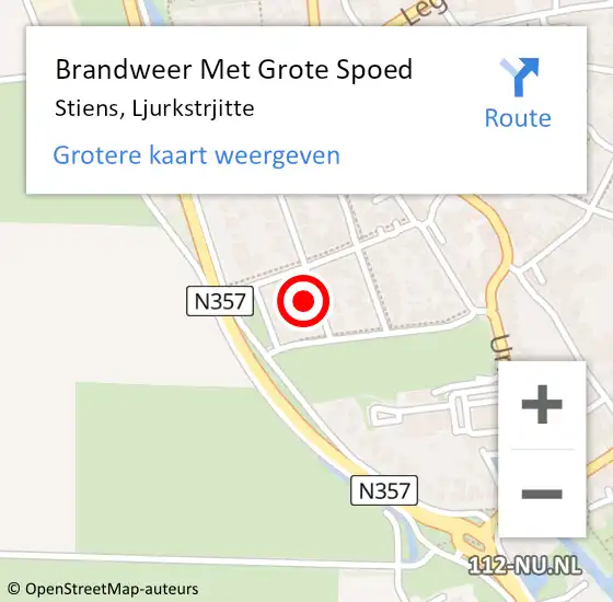 Locatie op kaart van de 112 melding: Brandweer Met Grote Spoed Naar Stiens, Ljurkstrjitte op 21 april 2017 10:40