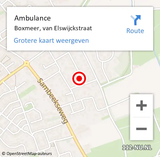 Locatie op kaart van de 112 melding: Ambulance Boxmeer, van Elswijckstraat op 21 april 2017 10:44