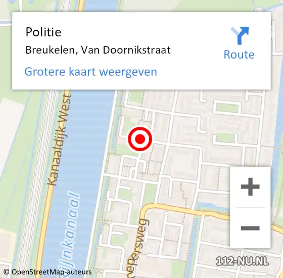 Locatie op kaart van de 112 melding: Politie Breukelen, Van Doornikstraat op 21 april 2017 10:48