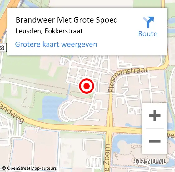 Locatie op kaart van de 112 melding: Brandweer Met Grote Spoed Naar Leusden, Fokkerstraat op 21 april 2017 10:52