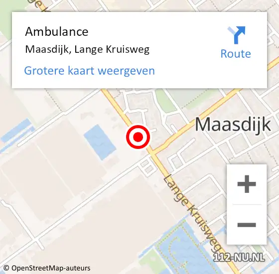 Locatie op kaart van de 112 melding: Ambulance Maasdijk, Lange Kruisweg op 21 april 2017 10:55