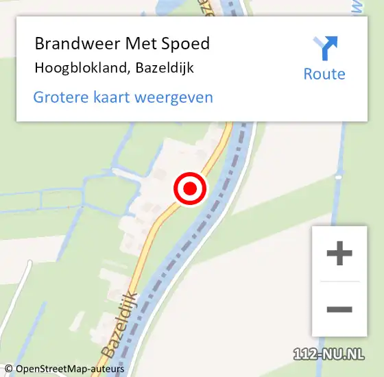 Locatie op kaart van de 112 melding: Brandweer Met Spoed Naar Hoogblokland, Bazeldijk op 21 april 2017 10:56