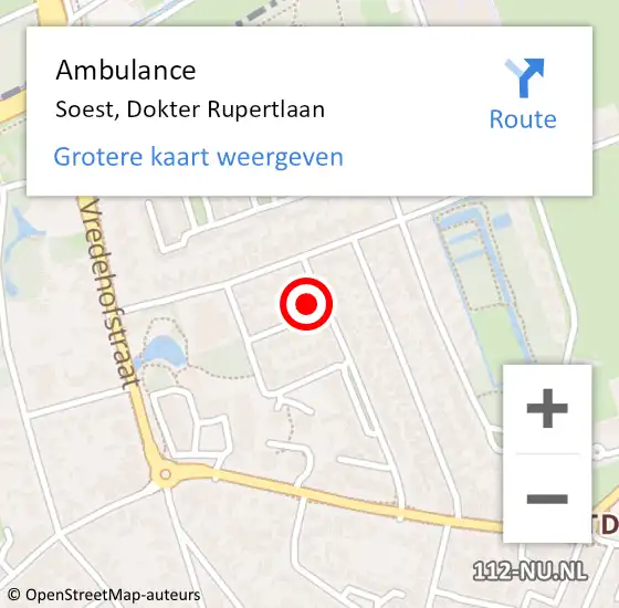 Locatie op kaart van de 112 melding: Ambulance Soest, Dokter Rupertlaan op 21 april 2017 11:12