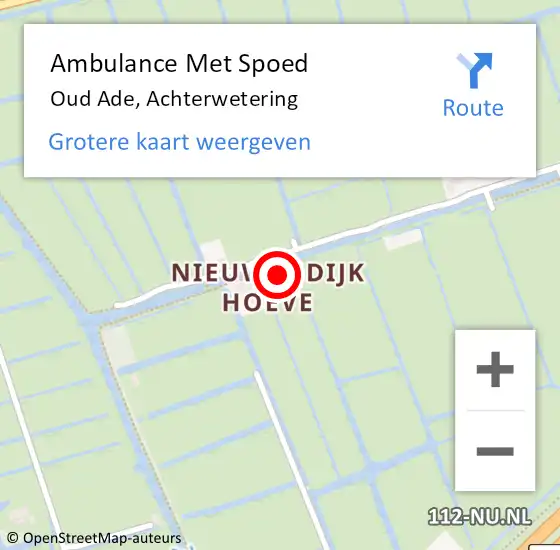 Locatie op kaart van de 112 melding: Ambulance Met Spoed Naar Oud Ade, Achterwetering op 6 september 2013 20:34