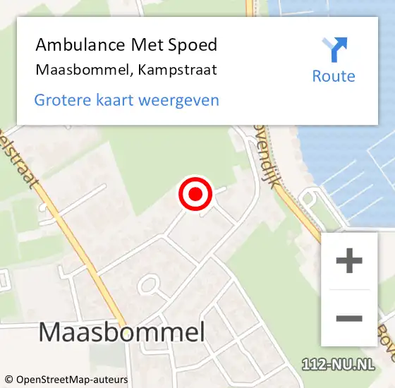 Locatie op kaart van de 112 melding: Ambulance Met Spoed Naar Maasbommel, Kampstraat op 21 april 2017 11:56