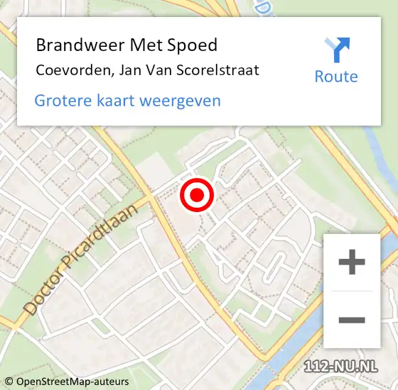 Locatie op kaart van de 112 melding: Brandweer Met Spoed Naar Coevorden, Jan Van Scorelstraat op 21 april 2017 12:41