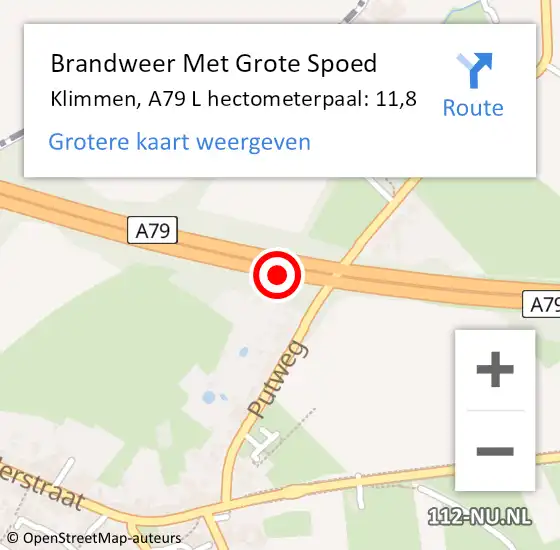 Locatie op kaart van de 112 melding: Brandweer Met Grote Spoed Naar Klimmen, A79 R hectometerpaal: 12,7 op 21 april 2017 12:50