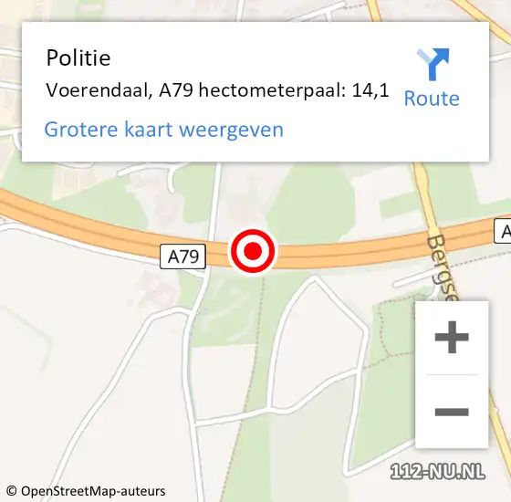 Locatie op kaart van de 112 melding: Politie Voerendaal, A79 R hectometerpaal: 12,7 op 21 april 2017 12:52