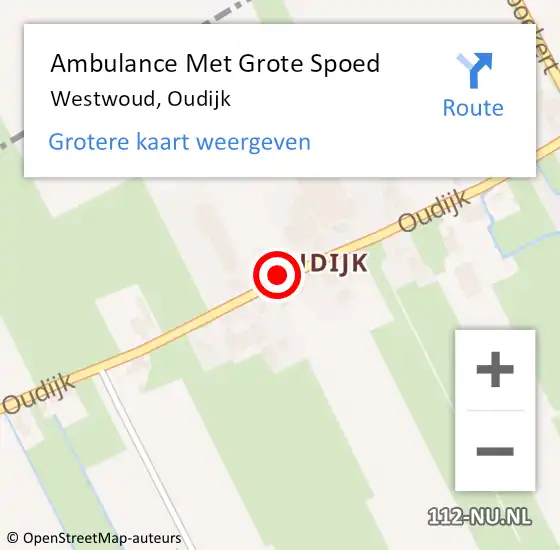 Locatie op kaart van de 112 melding: Ambulance Met Grote Spoed Naar Westwoud, Oudijk op 21 april 2017 13:06