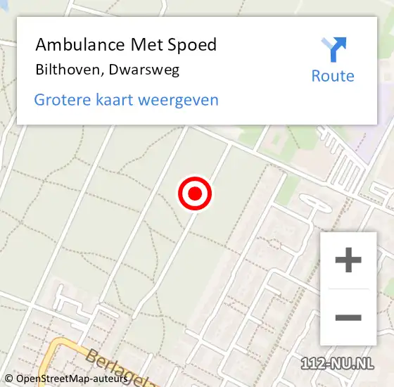 Locatie op kaart van de 112 melding: Ambulance Met Spoed Naar Bilthoven, Dwarsweg op 21 april 2017 13:20