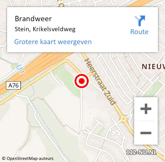 Locatie op kaart van de 112 melding: Brandweer Stein, Krikelsveldweg op 17 januari 2014 19:47