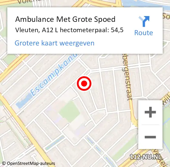 Locatie op kaart van de 112 melding: Ambulance Met Grote Spoed Naar Vleuten, A12 L hectometerpaal: 54,5 op 21 april 2017 13:38