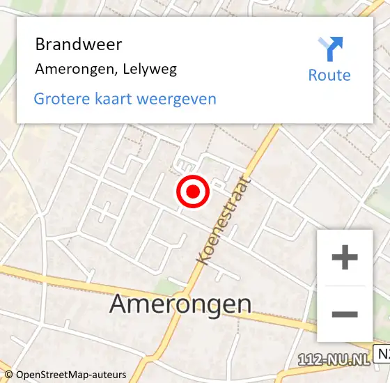 Locatie op kaart van de 112 melding: Brandweer Amerongen, Lelyweg op 21 april 2017 14:26