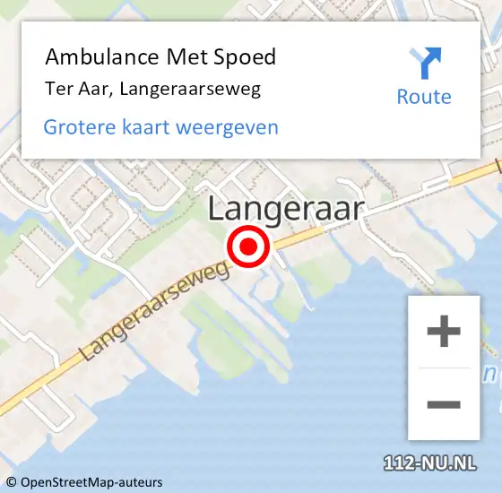 Locatie op kaart van de 112 melding: Ambulance Met Spoed Naar Ter Aar, Langeraarseweg op 21 april 2017 14:31