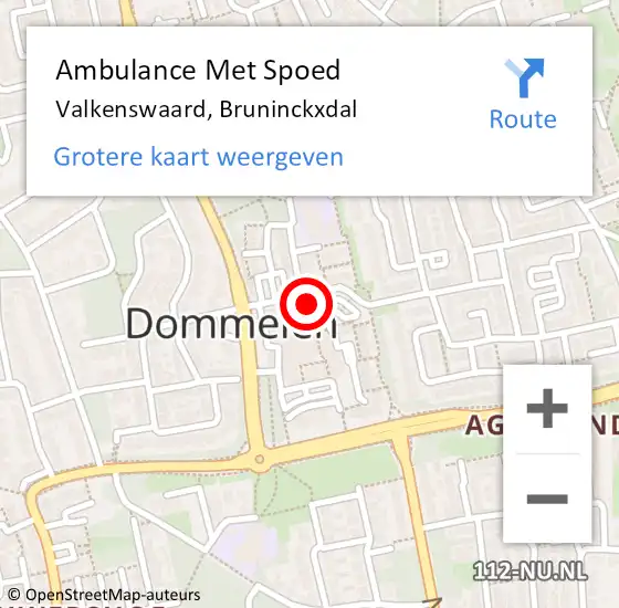 Locatie op kaart van de 112 melding: Ambulance Met Spoed Naar Valkenswaard, Bruninckxdal op 21 april 2017 16:09