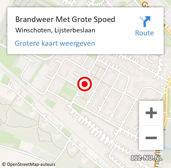 Locatie op kaart van de 112 melding: Brandweer Met Grote Spoed Naar Winschoten, Lijsterbeslaan op 21 april 2017 16:40