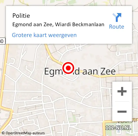 Locatie op kaart van de 112 melding: Politie Egmond aan Zee, Wiardi Beckmanlaan op 21 april 2017 16:49