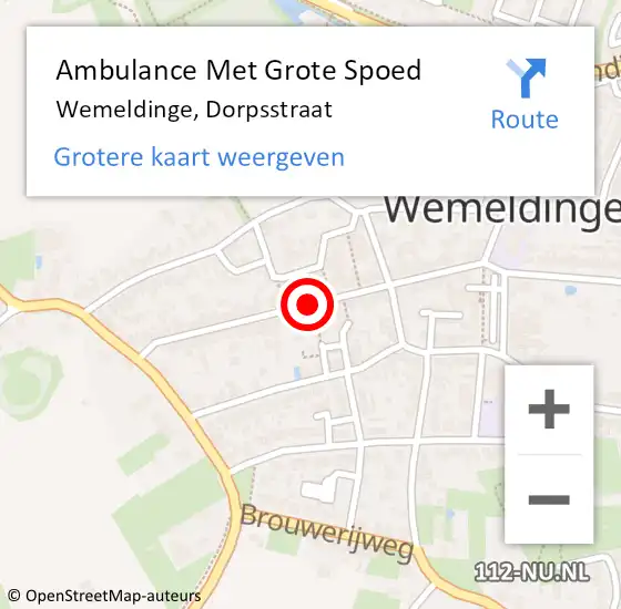 Locatie op kaart van de 112 melding: Ambulance Met Grote Spoed Naar Wemeldinge, Dorpsstraat op 21 april 2017 16:57