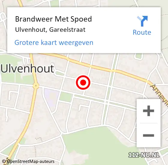 Locatie op kaart van de 112 melding: Brandweer Met Spoed Naar Ulvenhout, Gareelstraat op 17 januari 2014 20:22