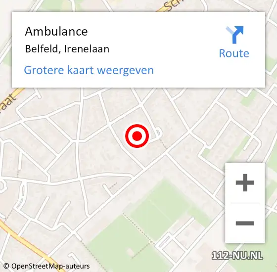 Locatie op kaart van de 112 melding: Ambulance Belfeld, Irenelaan op 21 april 2017 17:34