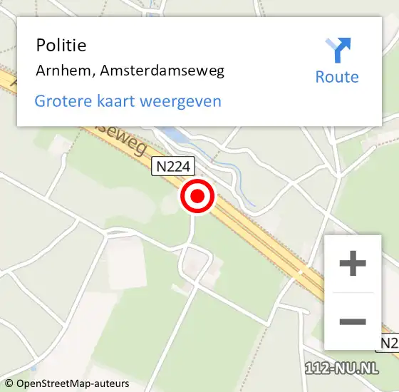 Locatie op kaart van de 112 melding: Politie Arnhem, Amsterdamseweg op 21 april 2017 17:50