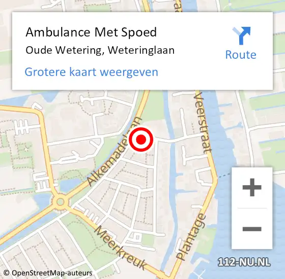 Locatie op kaart van de 112 melding: Ambulance Met Spoed Naar Oude Wetering, Weteringlaan op 21 april 2017 18:20