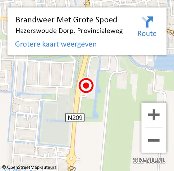 Locatie op kaart van de 112 melding: Brandweer Met Grote Spoed Naar Hazerswoude Dorp, Provincialeweg op 21 april 2017 18:39