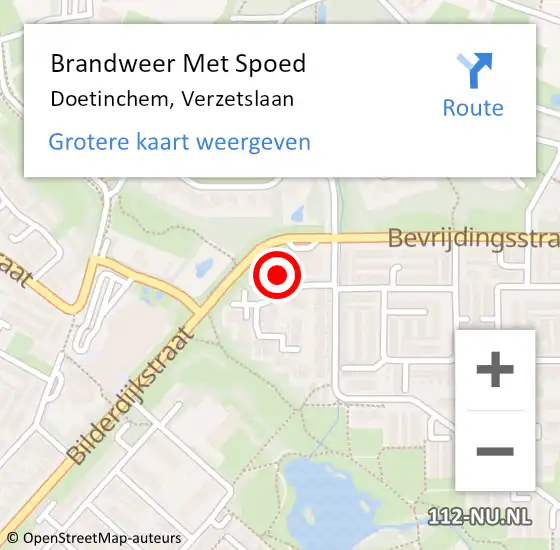 Locatie op kaart van de 112 melding: Brandweer Met Spoed Naar Doetinchem, Verzetslaan op 21 april 2017 18:52