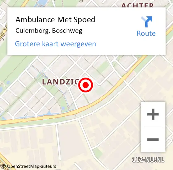 Locatie op kaart van de 112 melding: Ambulance Met Spoed Naar Culemborg, Boschweg op 21 april 2017 20:11