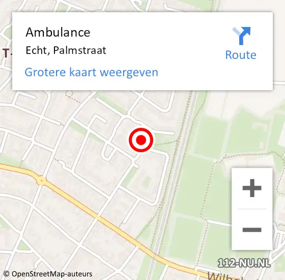 Locatie op kaart van de 112 melding: Ambulance Echt, Palmstraat op 21 april 2017 20:12