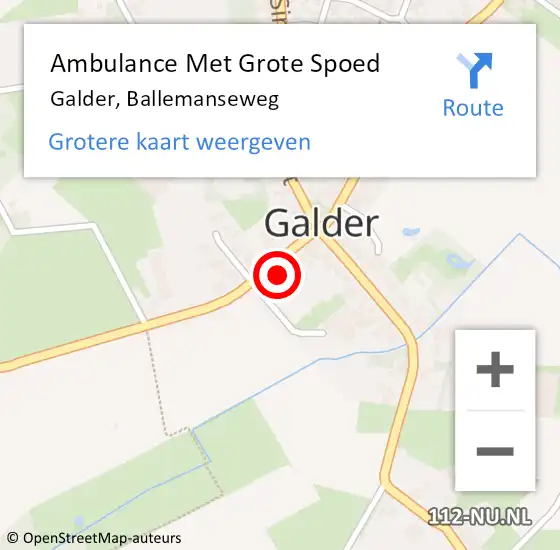 Locatie op kaart van de 112 melding: Ambulance Met Grote Spoed Naar Galder, Ballemanseweg op 21 april 2017 20:38