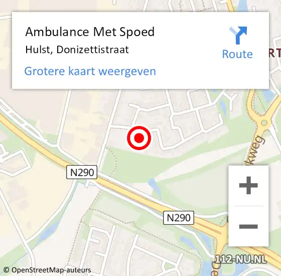 Locatie op kaart van de 112 melding: Ambulance Met Spoed Naar Hulst, Donizettistraat op 21 april 2017 21:21